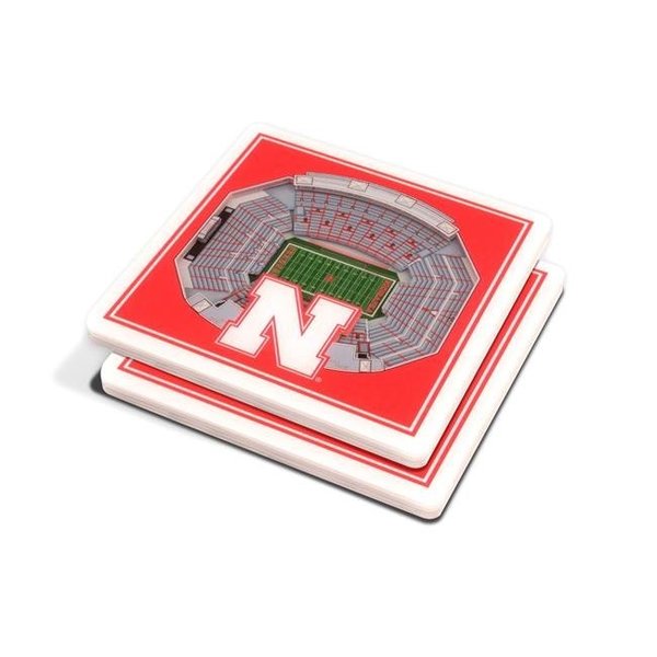 You The Fan YouTheFan 7016696 NCAA Nebraska Cornhuskers Memorial Stadium 3D StadiumViews Coaster Set - Pack of 2 7016696